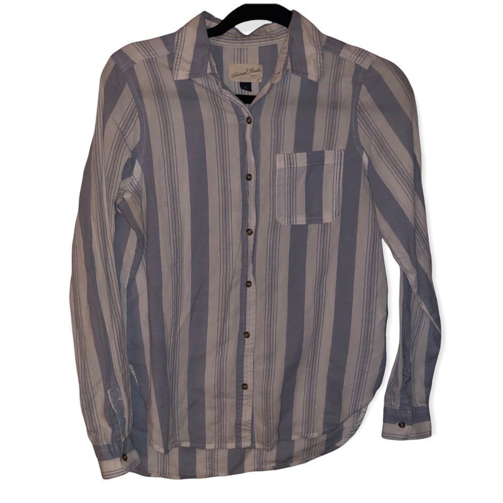 Universal Thread Blue & White Striped Button Down - Picture 2 of 10